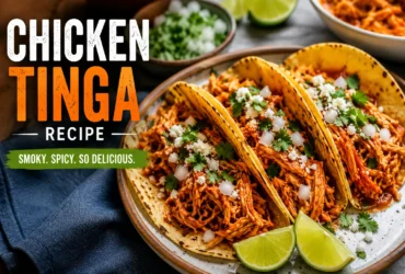 Authentic chicken tinga tacos with smoky chipotle shredded chicken